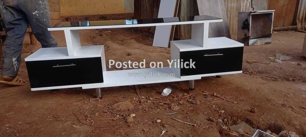 TV stand black and white with glass