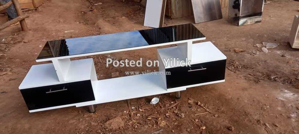 TV stand black and white with glass