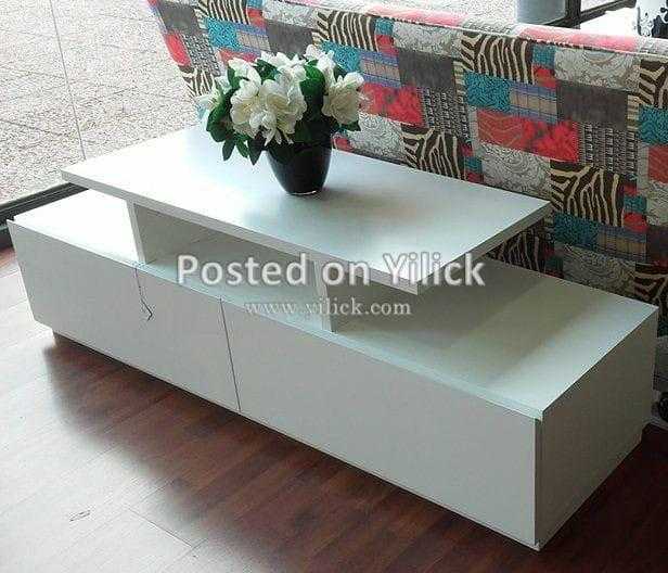 White TV stand with storage