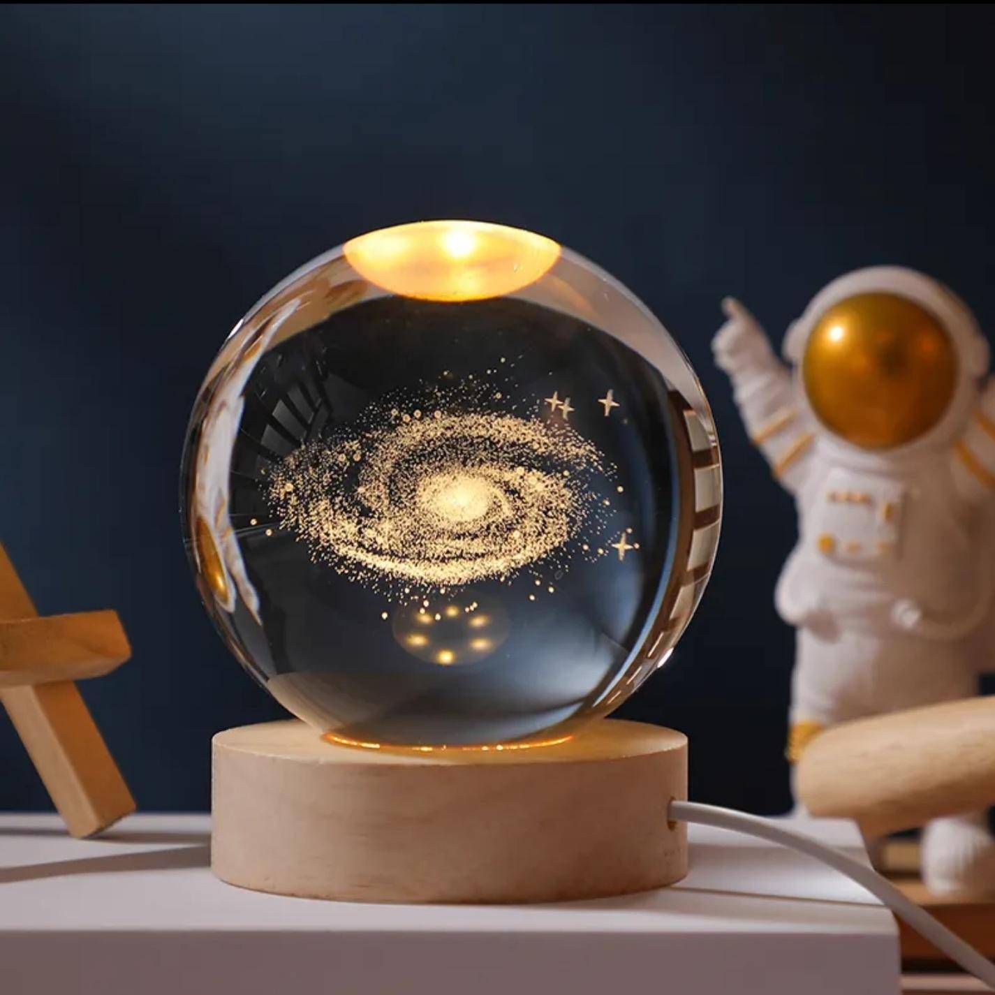 3D galaxy crystal ball light