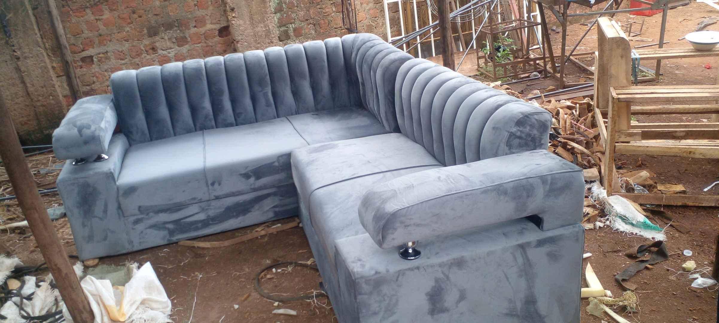 Gray min L shaped couch readily available
